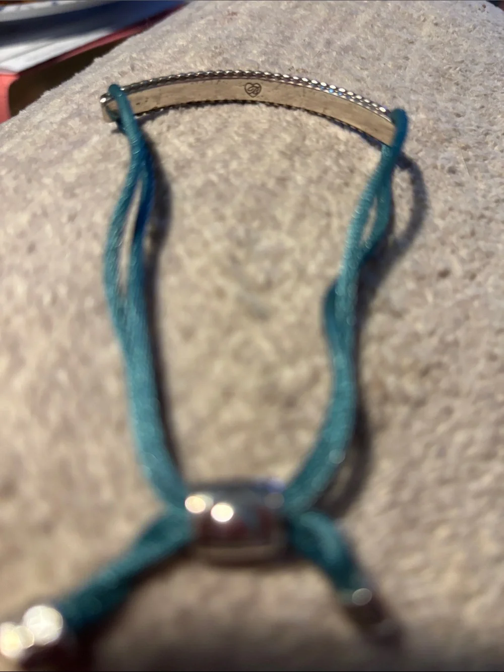 Brighton Teal Crystal Bar Adjustable Cord Bracelet